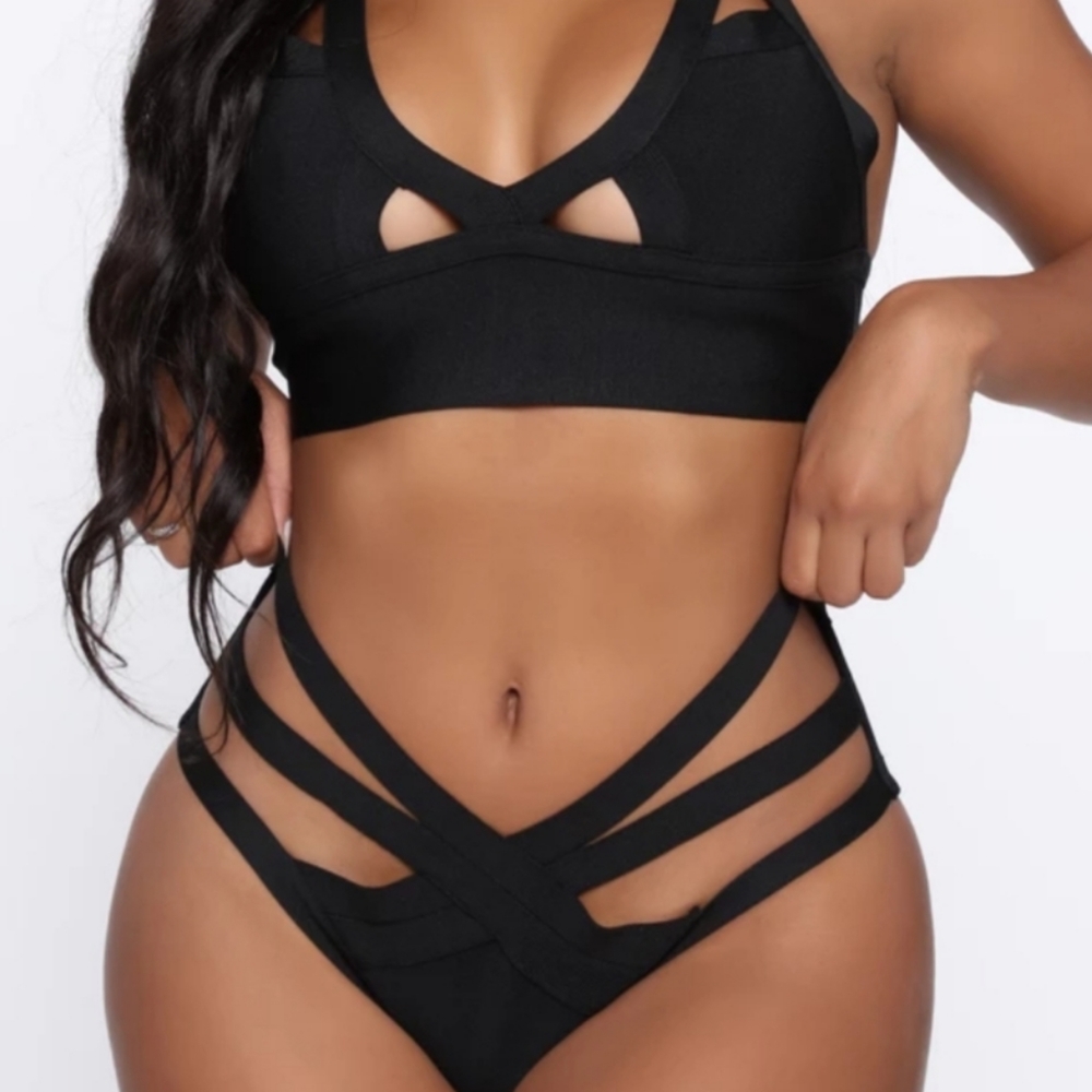 Black bathing suit.